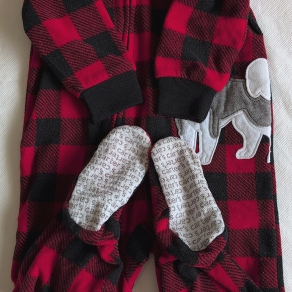 carter's 2-pack winter fleece zipper footie sleeper pajamas bundle 12 months - Picture 5 of 9
